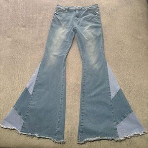 High rise super flare refuge denim jeans size 7 tall very stretchy